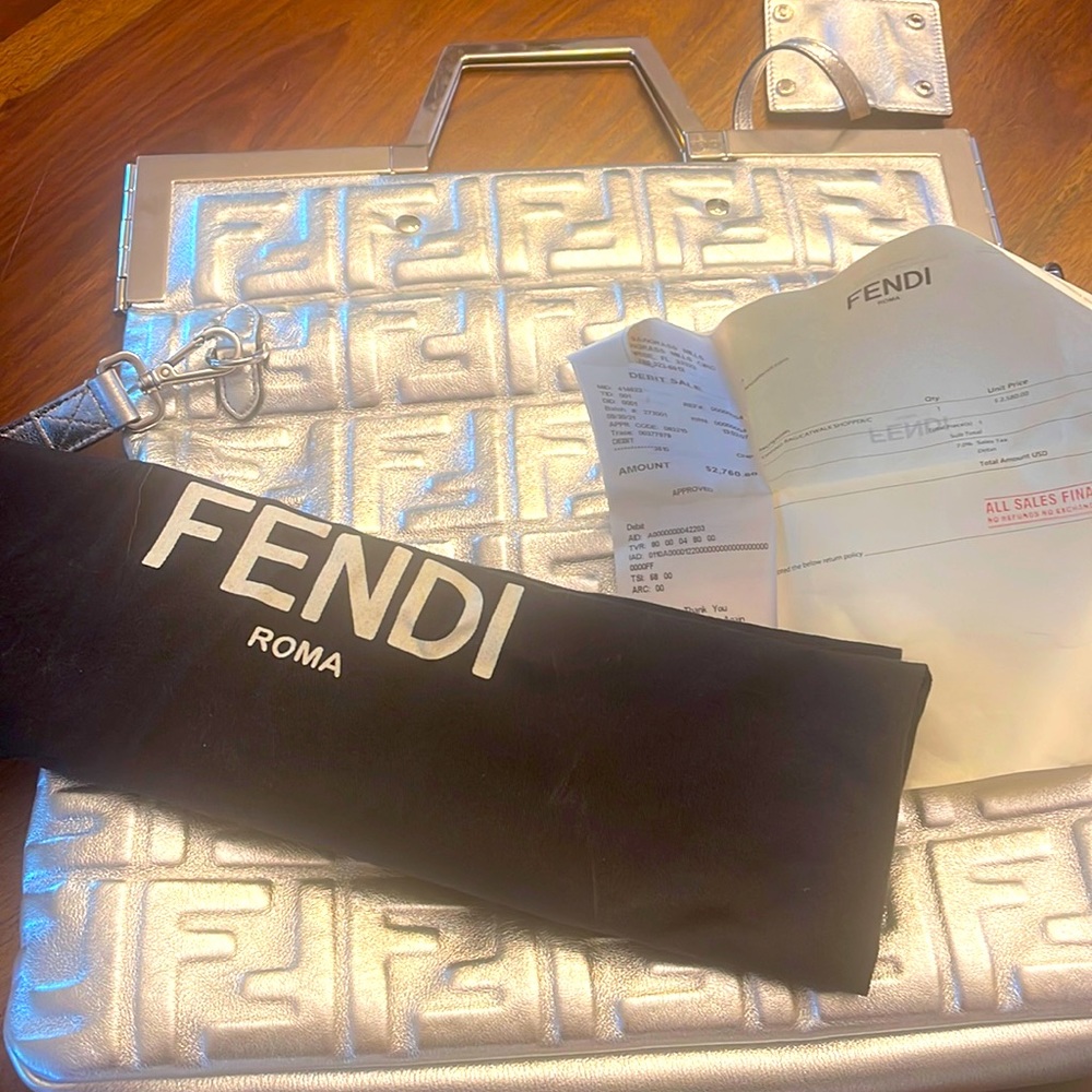 Rare Fendi Silver Shopping Bag